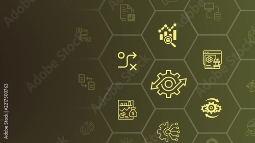 Business analyst managing process automation and digital transformation. Motion graphic of business workflow. Concept of analytics and operational management. 