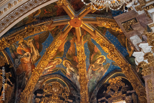 Architectural details and interior art of Valencia Cathedral in Spain