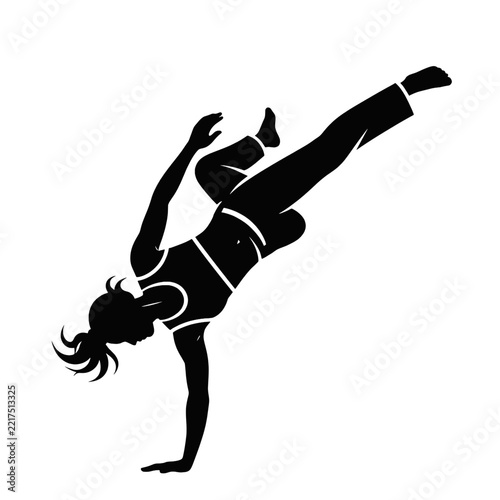 Female Capoeira Kick Action Vector