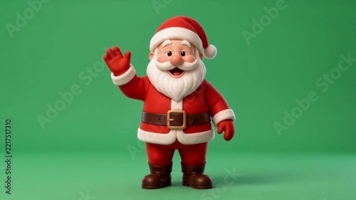Funny Santa Claus character. Charming Santa Claus suddenly appears against a red paper background. A Christmas and New Year greeting. Suitable for a video greeting card, corporate blog, or social medi