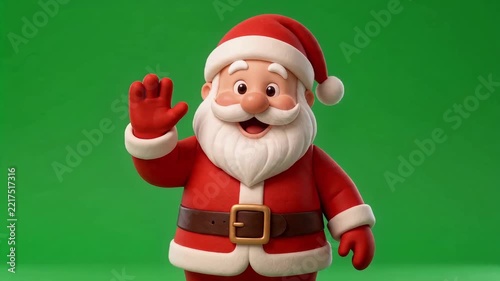 Funny Santa Claus character. Charming Santa Claus suddenly appears against a red paper background. A Christmas and New Year greeting. Suitable for a video greeting card, corporate blog, or social medi