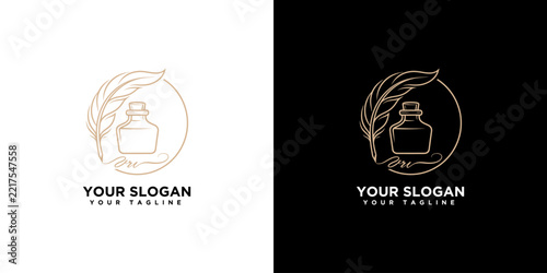 Elegant Quill Pen and Inkwell Logo Design