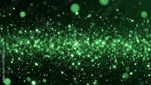 Green Sparkle Field Dancing Amidst Glowing Orbs in Abstract Night Scene