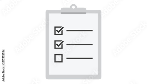 Grey clipboard with a checklist showing completed and uncompleted tasks, perfect for project management.