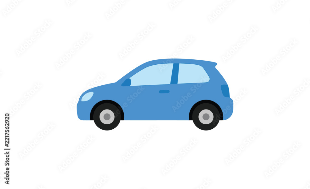 Obraz premium Blue hatchback car illustration on a white background
