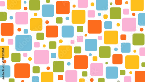 Colorful Rounded Squares Seamless Pattern, Playful Abstract Geometric Blocks Confetti Background, Vector Illustration