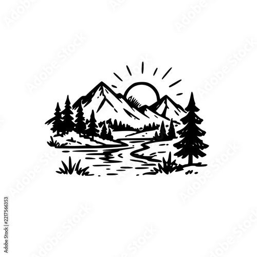 vector illustration of a mountain landscape