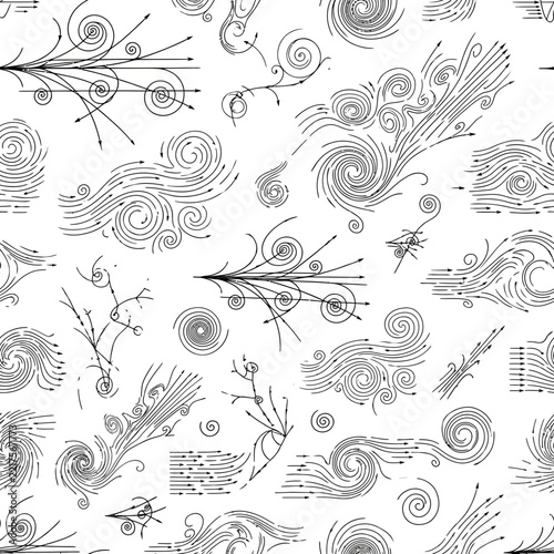 Abstract Flowing Lines and Swirls Pattern, Hand-Drawn Wind and Air Currents