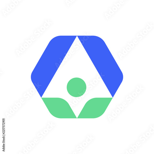 Letter A leaf people modern minimalist logo