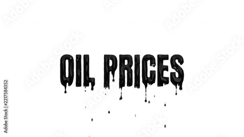 Oil Prices Dripping Text Animation on White Background