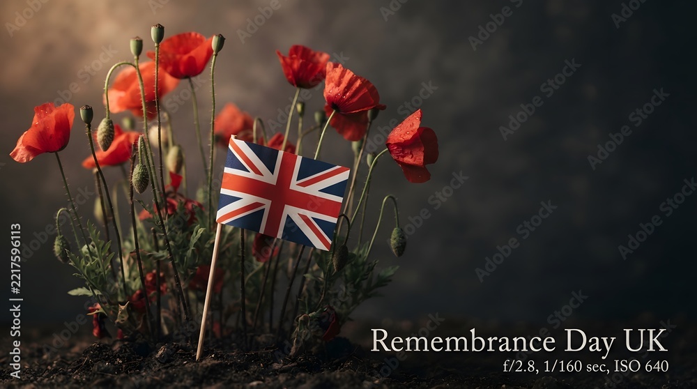 Fototapeta premium Remembrance day in the united kingdom honoring the fallen reflecting on sacrifice and commemorating veterans for peace and a future of remembrance