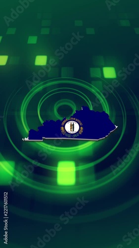 Kentucky State (USA) Flag on its State Map, 3D Map Flag Opener, Suitable for Politics, Elections, July 4th, News and Sports Events and Memorial Day