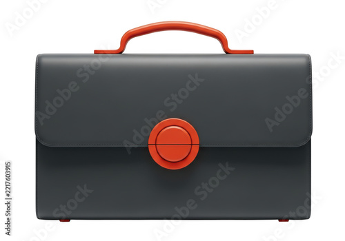 Modern black briefcase with bright orange handle and clasp, a sophisticated accessory for business professionals and travel needs.