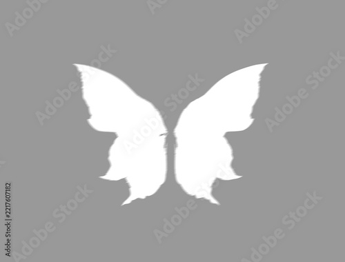 Soft shadow vignette of butterfly with transparent center cutout 