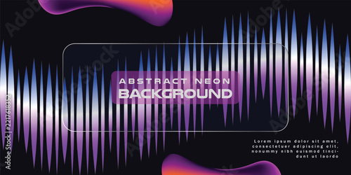 Abstract neon background with sound wave equalizer and fluid shapes
