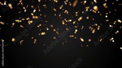 Fotografie Gold confetti falling, party celebration.