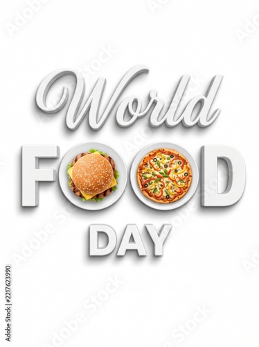 Minimalist World Food Day Banner with Orange Slice in Typography