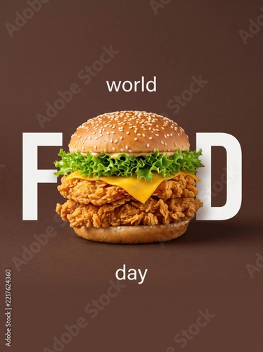 Delicious Fried Chicken Burger Poster for World Food Day Banner
