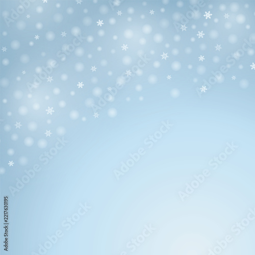 falling snow and small snowflake with copy space vector blue winter background flat design