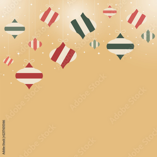 christmas bauble mobile vector ornament gold background with copy space flat design