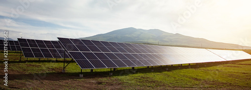 Solar panels with blue sky