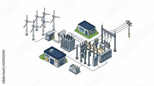 Modern Renewable Energy Infrastructure Components.