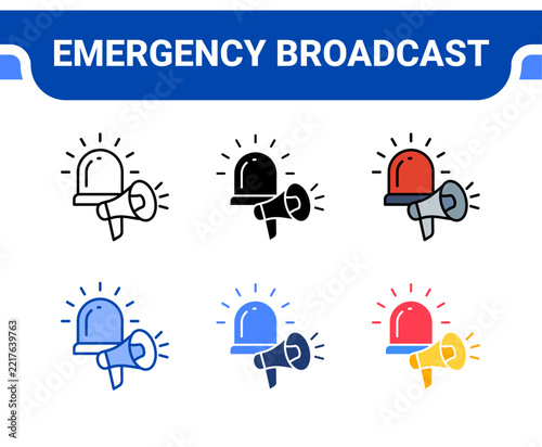 Emergency Broadcast Icon Set Multiple Style Collection