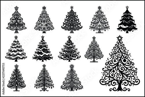 
Christmas Tree Silhouette Vector Set