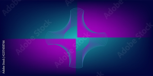 Image of neon circles moving over navy background. Shape, colour and movement concept digitally generated image.