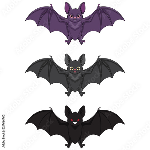 Halloween Bats Set Isolated on White Background