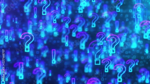 Glowing exclamation and question marks. Computer generated 3d render