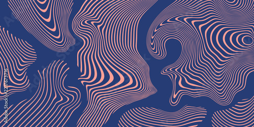 Abstract wavy lines creating an optical illusion pattern with fluid motion on a contrasting background