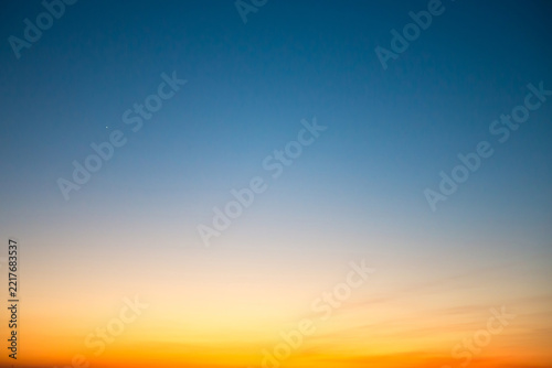 Sunset in the sky with blue, orange and red dramatic colors