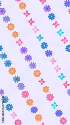 Colorful floral pattern with abstract shapes