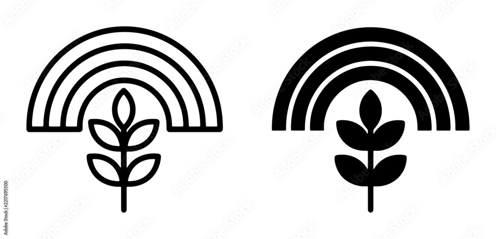 Fototapeta premium Rainbow and plant icon, solid for nature and growth