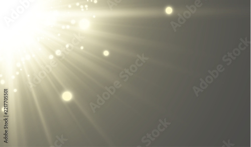 Luxury festive background with magical golden light rays and bokeh particles