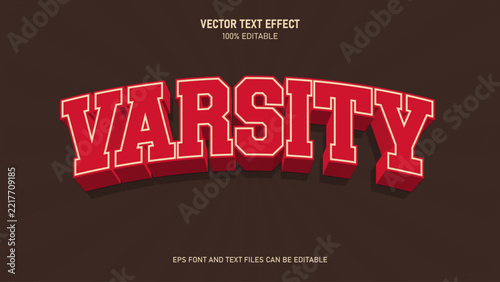 Varsity college sports 3d style editable text effect