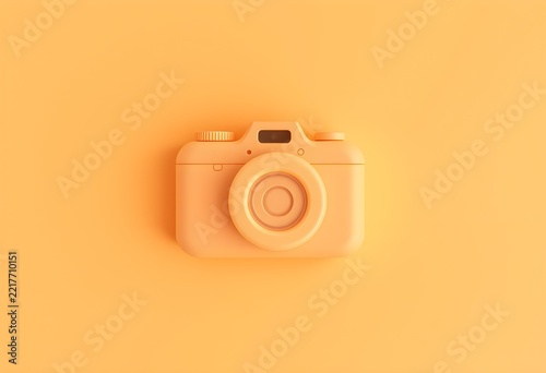 Orange Camera on Solid Color Background