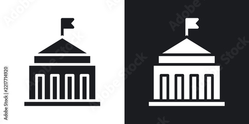 City hall building icon flat outline in black
