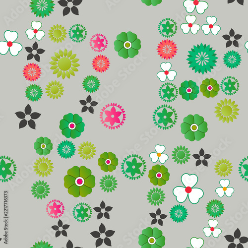 Various stylized flowers seamless pattern