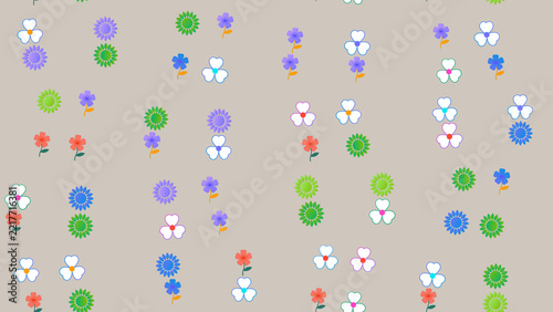 Stylized flowers pattern on beige background