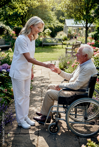  Nurse caring for elderly people