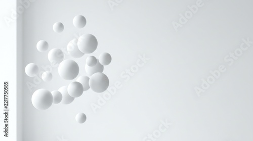 Minimalist White Spheres Floating in a Clean Studio Environment