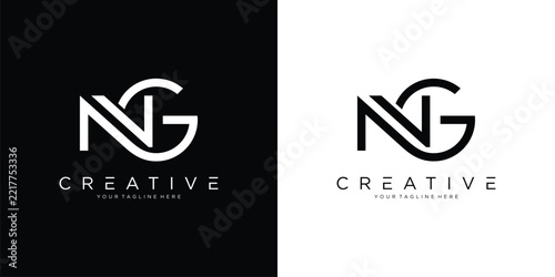 Abstract initial letter NG, GN logo design template