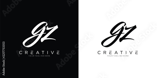 GZ initial signature logo template vector