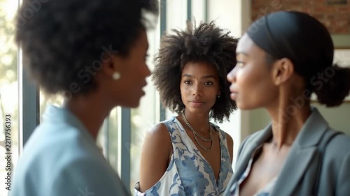 Multiracial business people having meeting fashion editorial shot, high-fashion imagery, avant-garde aesthetics, editorial storytelling, conveying fashion trends and concepts, artisti.