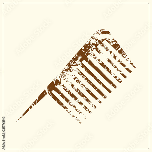 Vintage Distressed Brown Rat Tail Comb Silhouette Featuring Rugged Grunge Wide Teeth