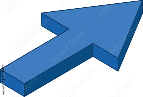 Isometric blue arrow 3D vector illustration for modern design