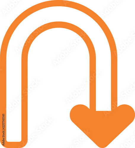 Monoline U-turn turnaround orange arrow vector icon illustration design