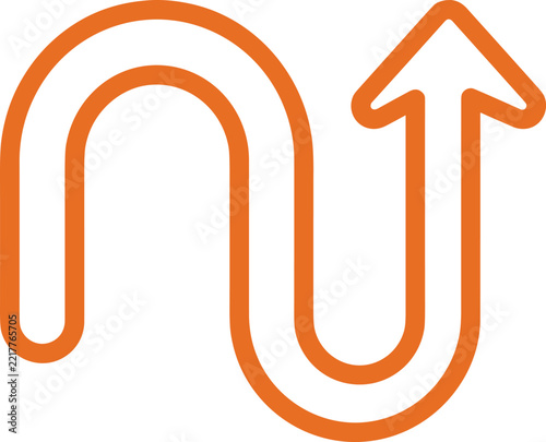 Monoline U-turn turnaround orange arrow vector icon version two